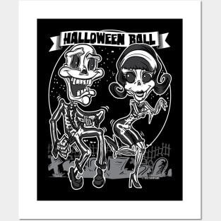 Skeletons dancing in the cemetery at the Halloween Ball Posters and Art